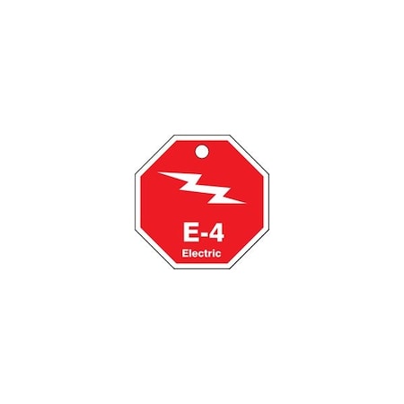 Accuform Energy Source ID Tag, E-4 Electric, 2.5" X 2.5", Adhesive Dura-Poly, 5/PK TDK304XVM